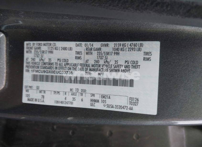 Photo 9 of 2014 Ford Escape SE (VIN 1FMCU9GX0EUC33736)