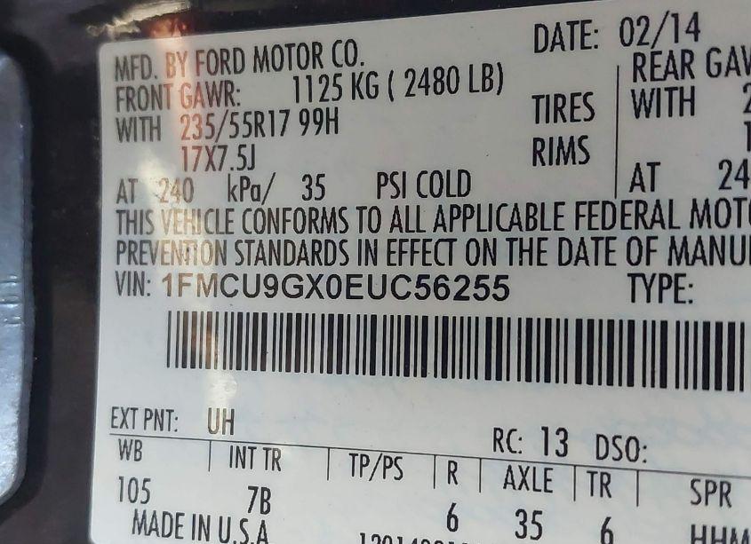 Photo 9 of 2014 Ford Escape SE (VIN 1FMCU9GX0EUC56255)