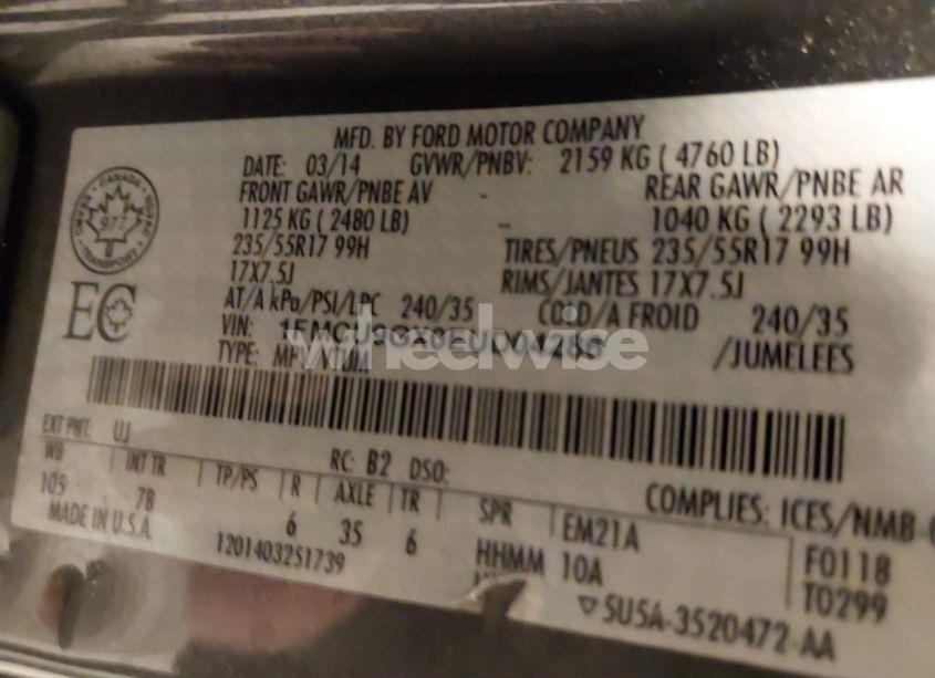 Photo 9 of 2014 Ford Escape SE (VIN 1FMCU9GX0EUD04286)