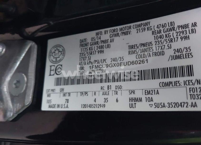 Photo 9 of 2014 Ford Escape SE (VIN 1FMCU9GX0EUD60261)