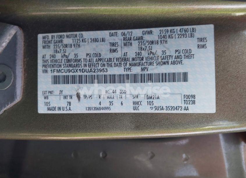 Photo 9 of 2013 Ford Escape SE (VIN 1FMCU9GX1DUA23953)