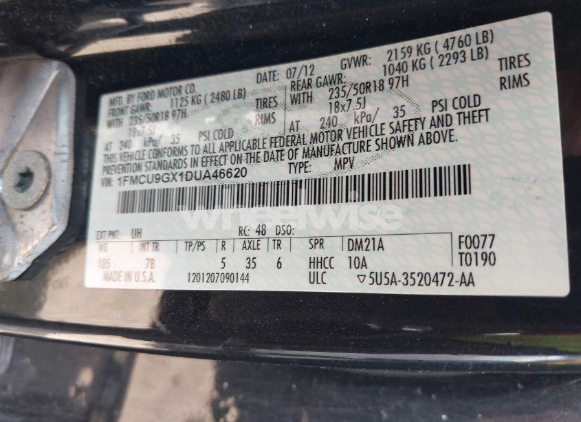 Photo 9 of 2013 Ford Escape SE (VIN 1FMCU9GX1DUA46620)