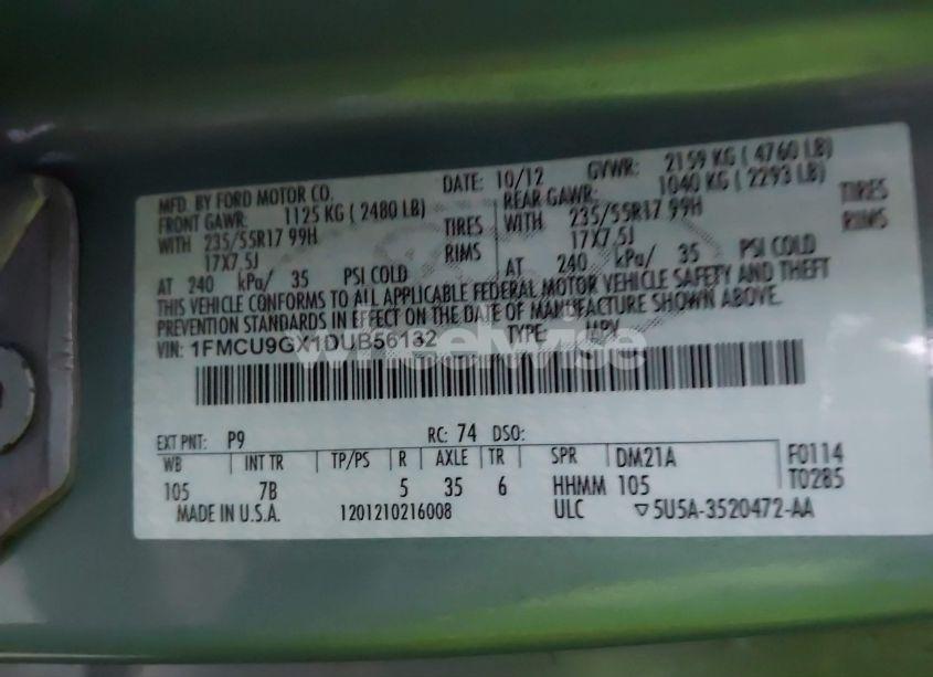 Photo 9 of 2013 Ford Escape SE (VIN 1FMCU9GX1DUB56132)