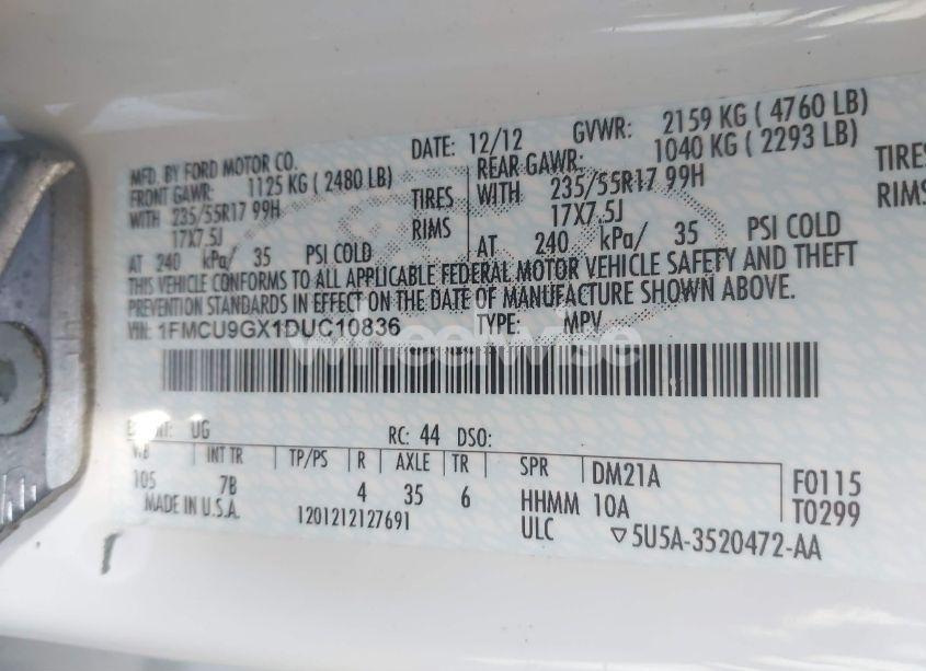 Photo 9 of 2013 Ford Escape SE (VIN 1FMCU9GX1DUC10836)