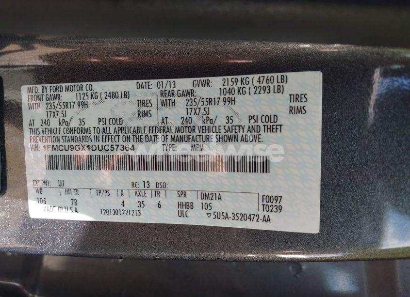 Photo 9 of 2013 Ford Escape SE (VIN 1FMCU9GX1DUC57364)