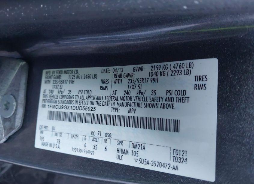Photo 9 of 2013 Ford Escape SE (VIN 1FMCU9GX1DUD55925)