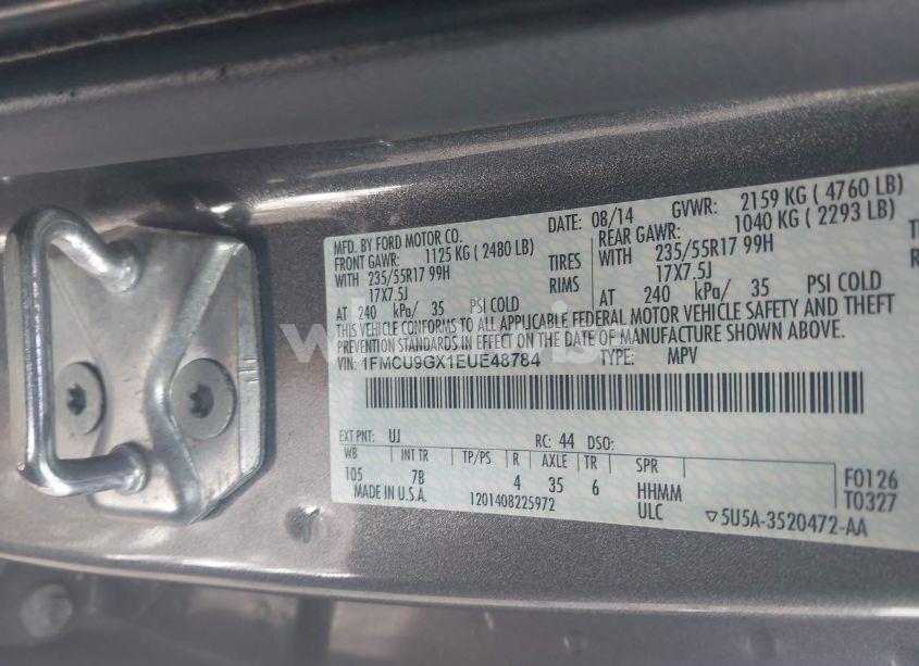 Photo 9 of 2014 Ford Escape SE (VIN 1FMCU9GX1EUE48784)