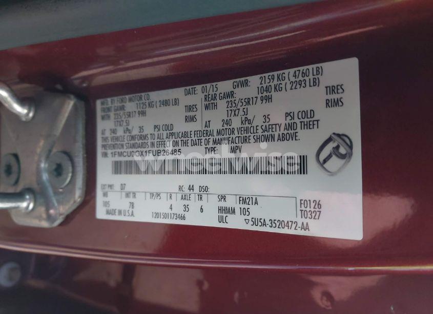 Photo 9 of 2015 Ford Escape SE (VIN 1FMCU9GX1FUB26485)