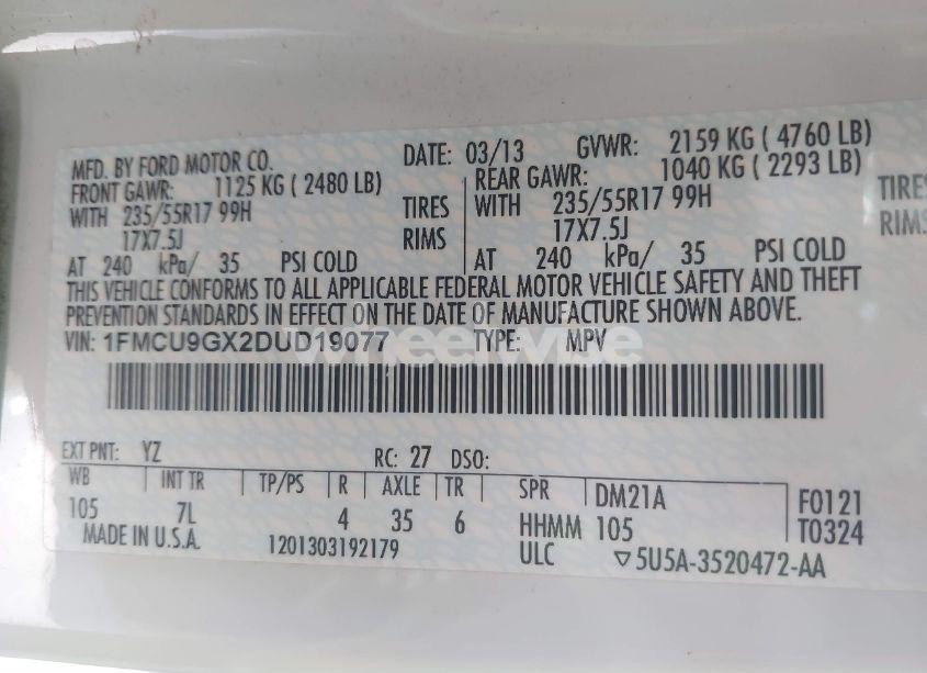 Photo 9 of 2013 Ford Escape SE (VIN 1FMCU9GX2DUD19077)