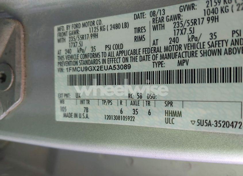 Photo 9 of 2014 Ford Escape SE (VIN 1FMCU9GX2EUA53089)