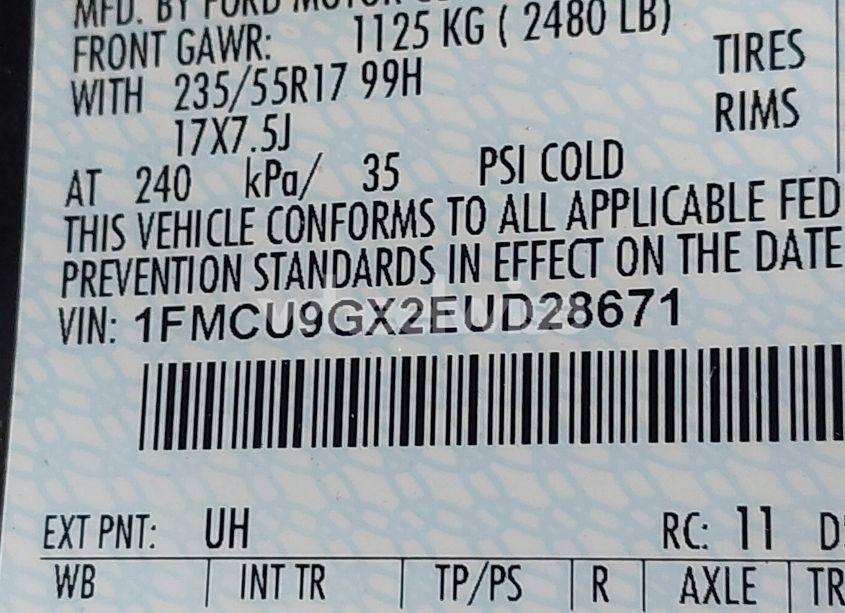 Photo 9 of 2014 Ford Escape SE (VIN 1FMCU9GX2EUD28671)