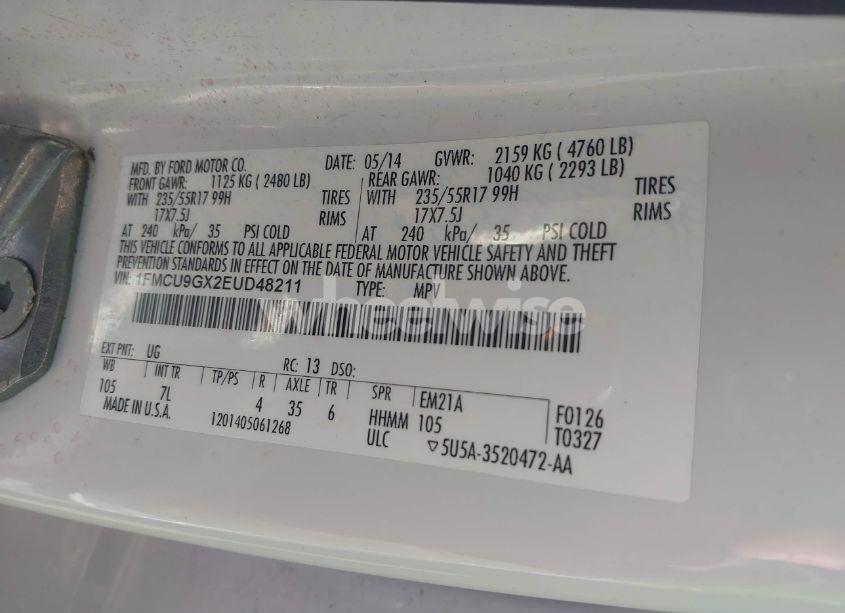 Photo 9 of 2014 Ford Escape SE (VIN 1FMCU9GX2EUD48211)