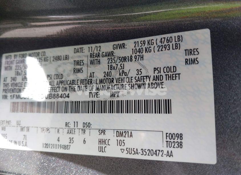 Photo 9 of 2013 Ford Escape SE (VIN 1FMCU9GX3DUB88404)