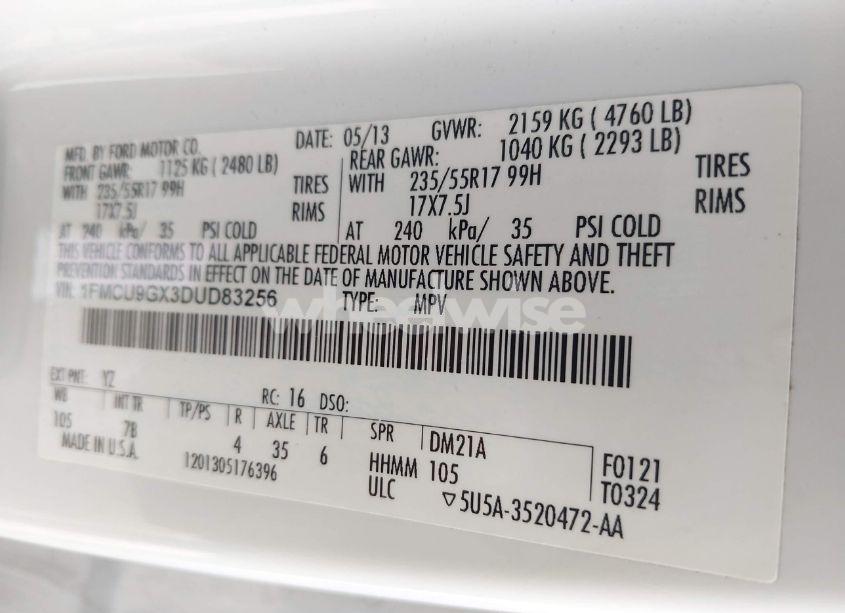 Photo 9 of 2013 Ford Escape SE (VIN 1FMCU9GX3DUD83256)