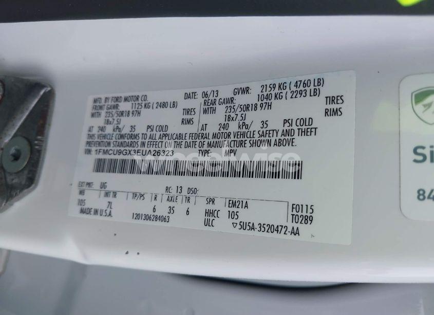 Photo 9 of 2014 Ford Escape SE (VIN 1FMCU9GX3EUA26323)