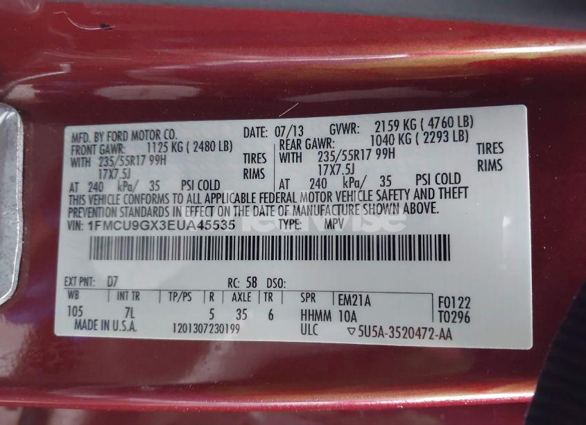 Photo 9 of 2014 Ford Escape SE (VIN 1FMCU9GX3EUA45535)