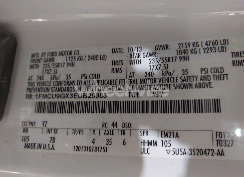 Photo 9 of 2014 Ford Escape SE (VIN 1FMCU9GX3EUB25983)