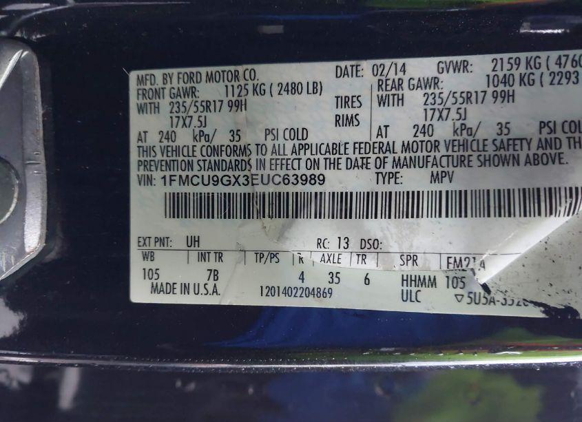 Photo 9 of 2014 Ford Escape SE (VIN 1FMCU9GX3EUC63989)