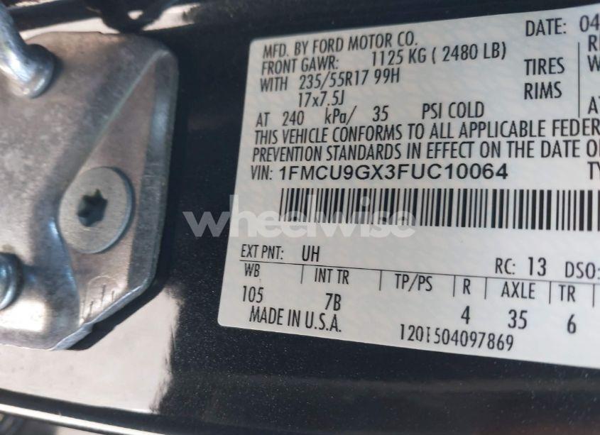 Photo 9 of 2015 Ford Escape SE (VIN 1FMCU9GX3FUC10064)