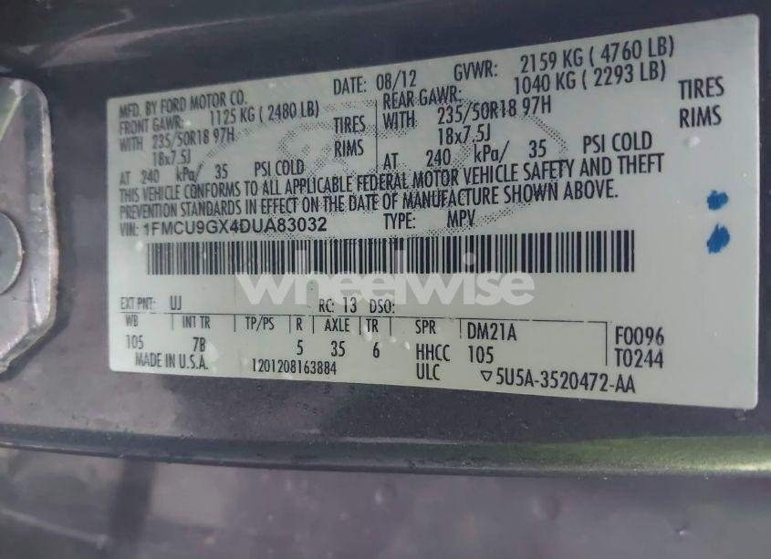 Photo 9 of 2013 Ford Escape SE (VIN 1FMCU9GX4DUA83032)