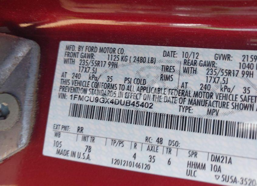 Photo 9 of 2013 Ford Escape SE (VIN 1FMCU9GX4DUB45402)