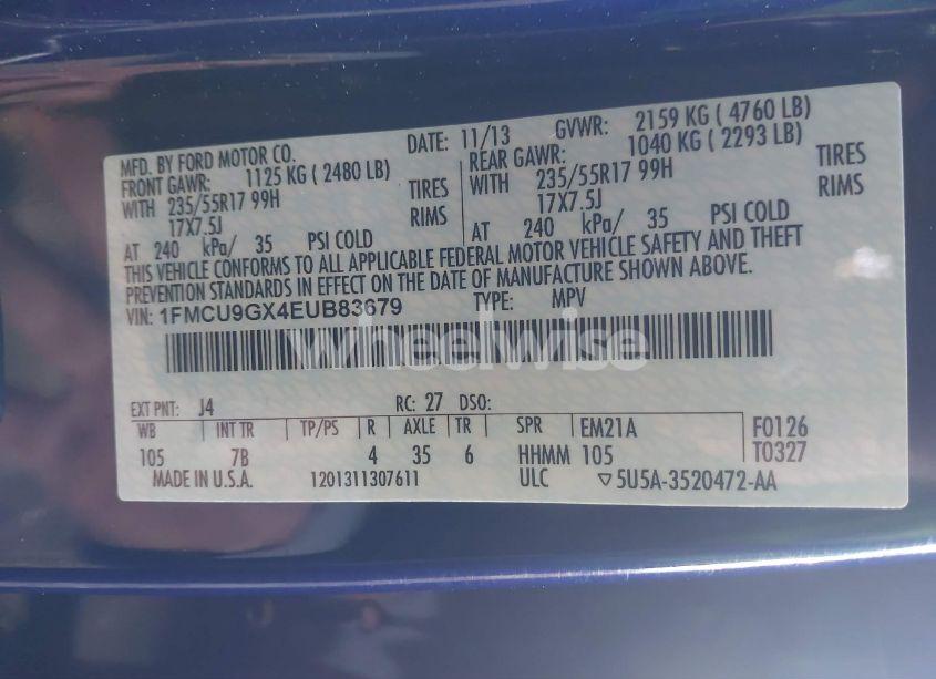 Photo 9 of 2014 Ford Escape SE (VIN 1FMCU9GX4EUB83679)