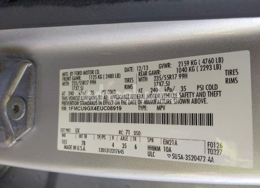 Photo 9 of 2014 Ford Escape SE (VIN 1FMCU9GX4EUC08919)