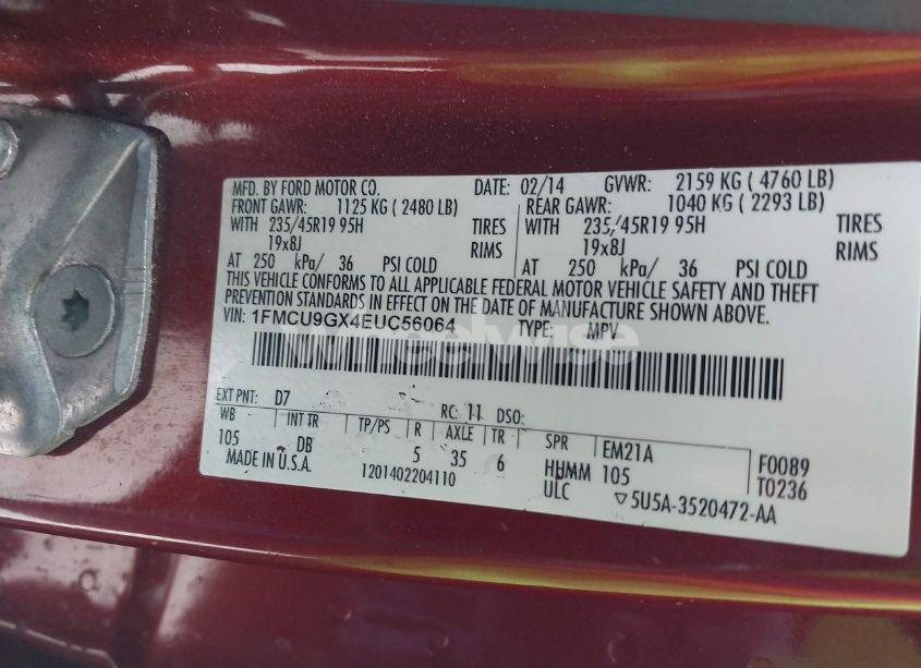 Photo 9 of 2014 Ford Escape SE (VIN 1FMCU9GX4EUC56064)