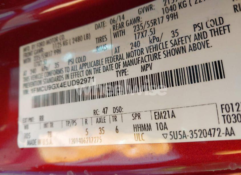 Photo 9 of 2014 Ford Escape SE (VIN 1FMCU9GX4EUD92971)