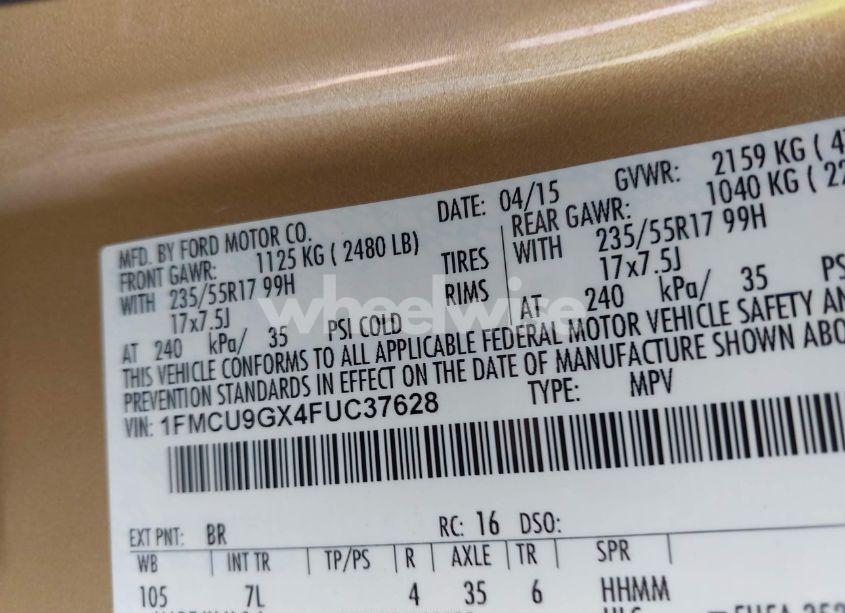 Photo 9 of 2015 Ford Escape SE (VIN 1FMCU9GX4FUC37628)