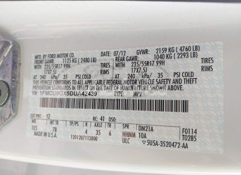 Photo 9 of 2013 Ford Escape SE (VIN 1FMCU9GX5DUA42439)