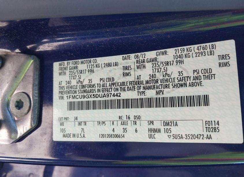 Photo 9 of 2013 Ford Escape SE (VIN 1FMCU9GX5DUA97442)