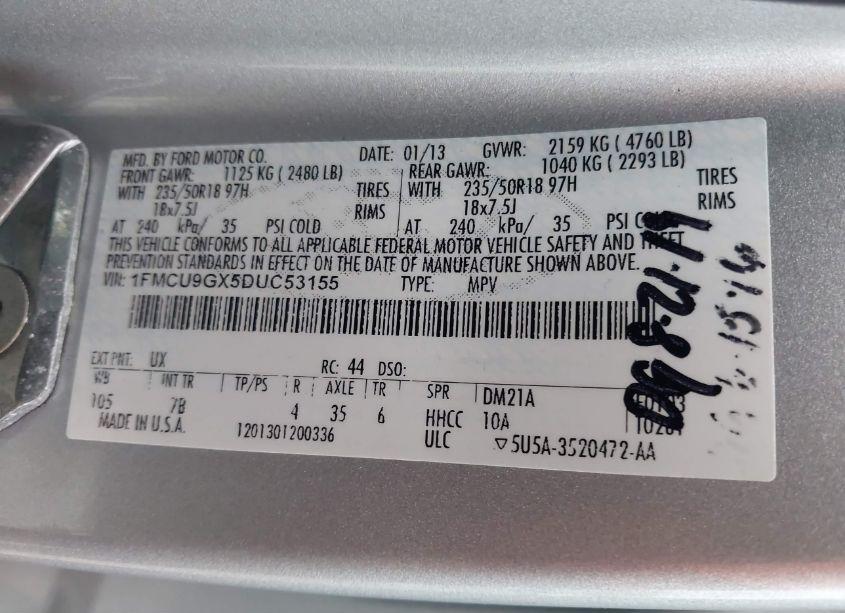 Photo 9 of 2013 Ford Escape SE (VIN 1FMCU9GX5DUC53155)