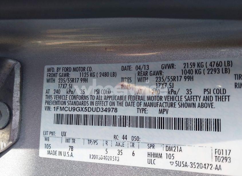 Photo 9 of 2013 Ford Escape SE (VIN 1FMCU9GX5DUD34978)