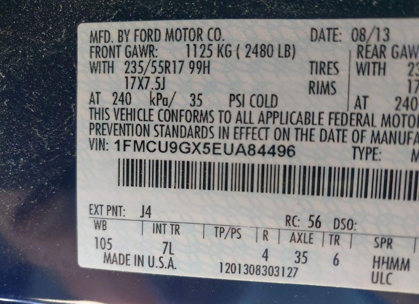 Photo 9 of 2014 Ford Escape SE (VIN 1FMCU9GX5EUA84496)