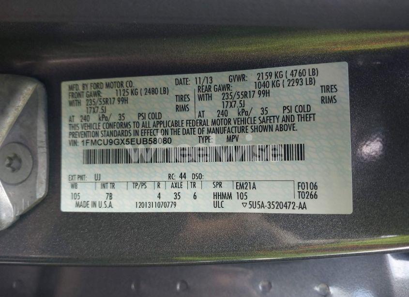 Photo 9 of 2014 Ford Escape SE (VIN 1FMCU9GX5EUB58080)