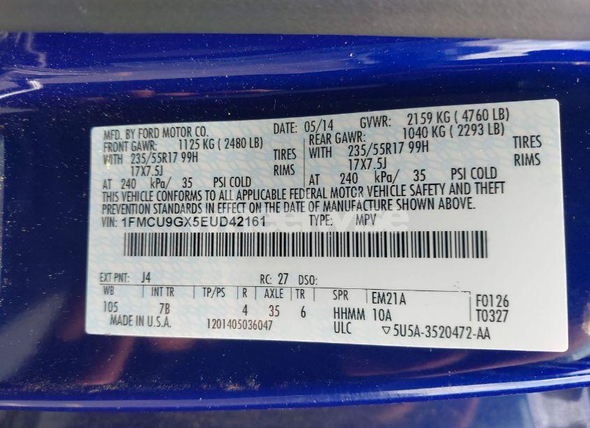 Photo 9 of 2014 Ford Escape SE (VIN 1FMCU9GX5EUD42161)