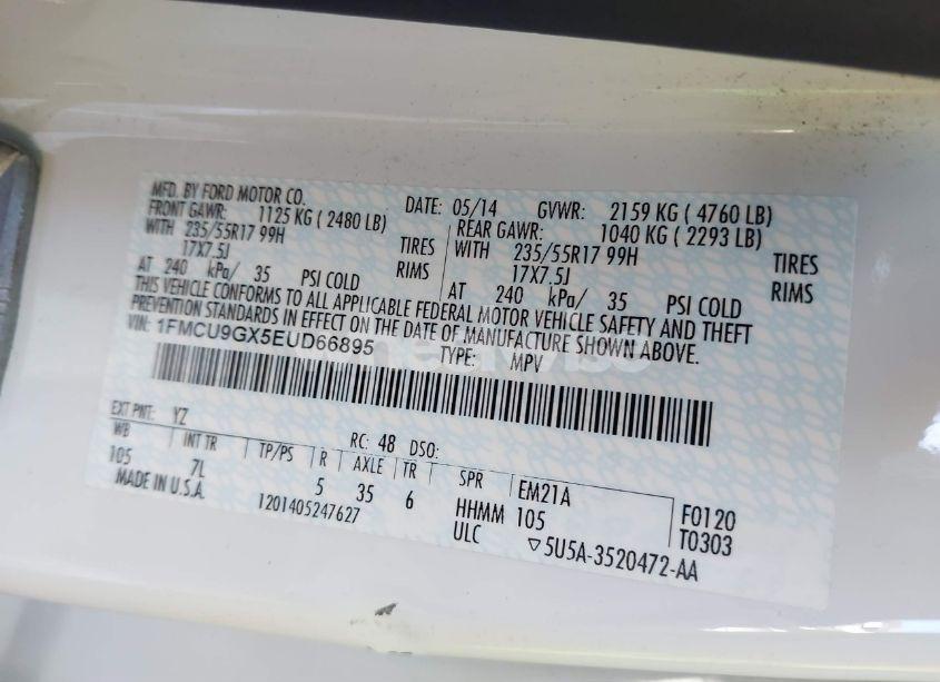 Photo 9 of 2014 Ford Escape SE (VIN 1FMCU9GX5EUD66895)