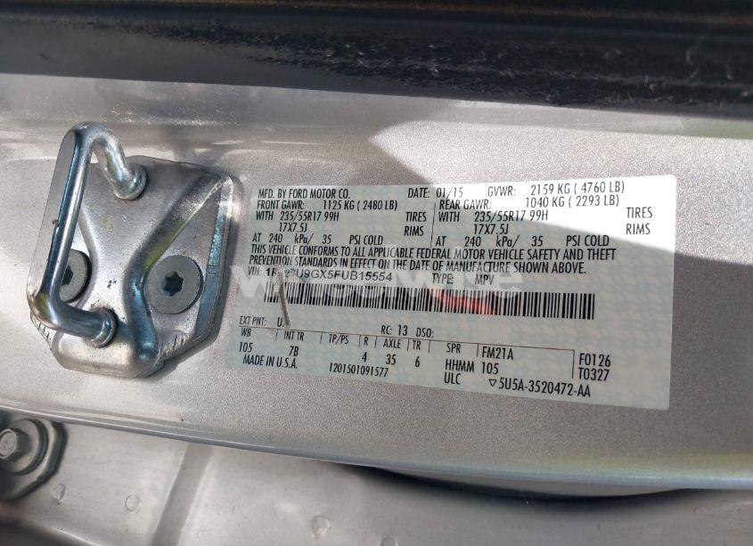 Photo 9 of 2015 Ford Escape SE (VIN 1FMCU9GX5FUB15554)