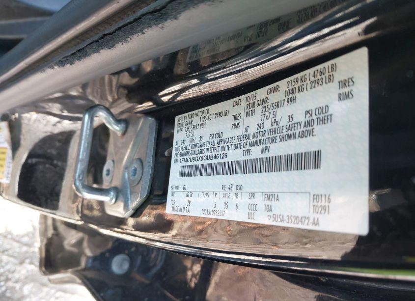 Photo 9 of 2016 Ford Escape SE (VIN 1FMCU9GX5GUB46126)