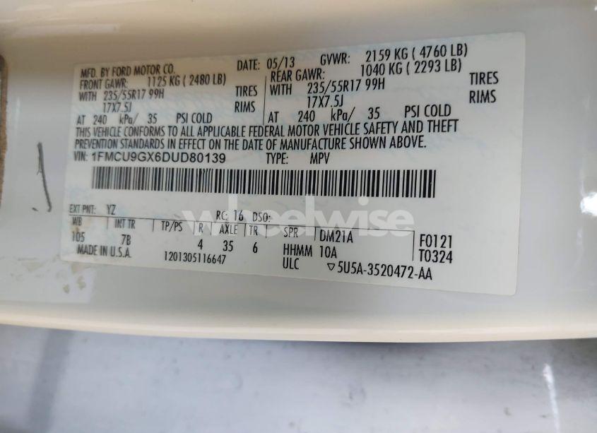 Photo 9 of 2013 Ford Escape SE (VIN 1FMCU9GX6DUD80139)