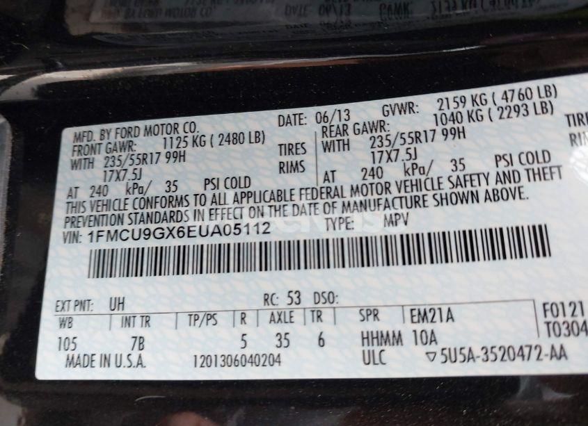 Photo 9 of 2014 Ford Escape SE (VIN 1FMCU9GX6EUA05112)