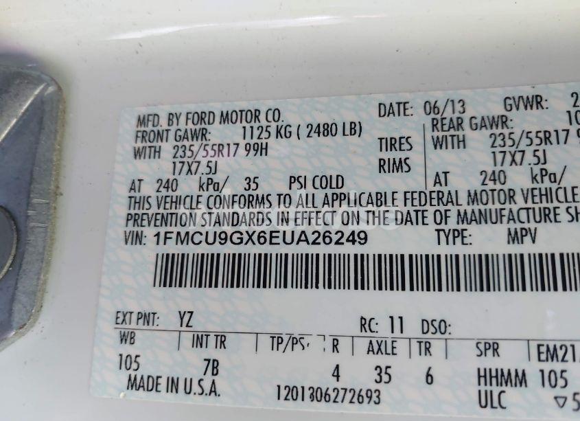 Photo 9 of 2014 Ford Escape SE (VIN 1FMCU9GX6EUA26249)