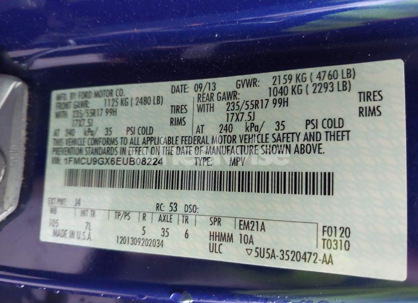 Photo 9 of 2014 Ford Escape SE (VIN 1FMCU9GX6EUB08224)