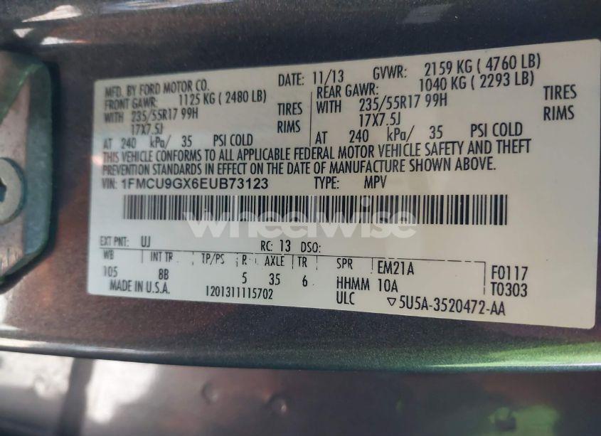 Photo 9 of 2014 Ford Escape SE (VIN 1FMCU9GX6EUB73123)