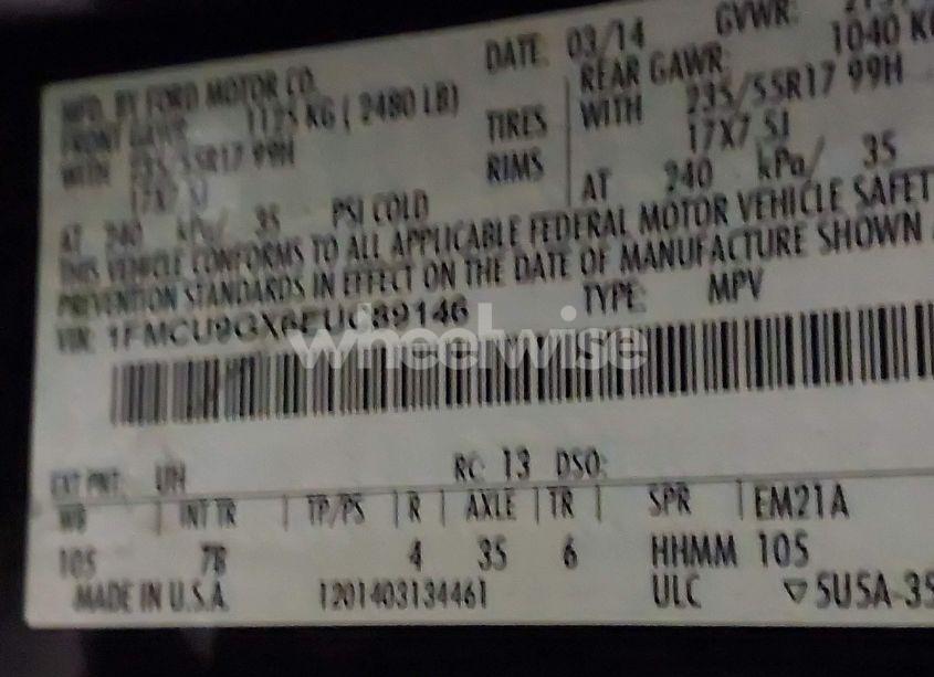 Photo 9 of 2014 Ford Escape SE (VIN 1FMCU9GX6EUC89146)