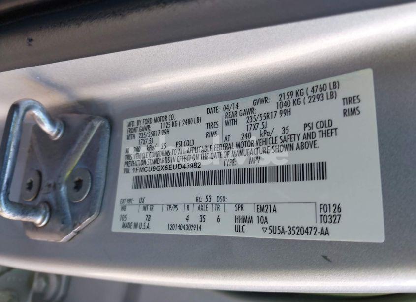 Photo 9 of 2014 Ford Escape SE (VIN 1FMCU9GX6EUD43982)