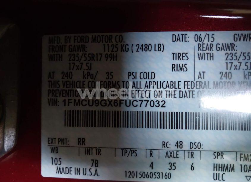 Photo 9 of 2015 Ford Escape SE (VIN 1FMCU9GX6FUC77032)