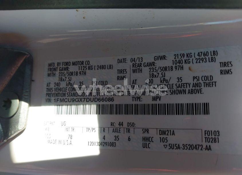 Photo 9 of 2013 Ford Escape SE (VIN 1FMCU9GX7DUD66086)