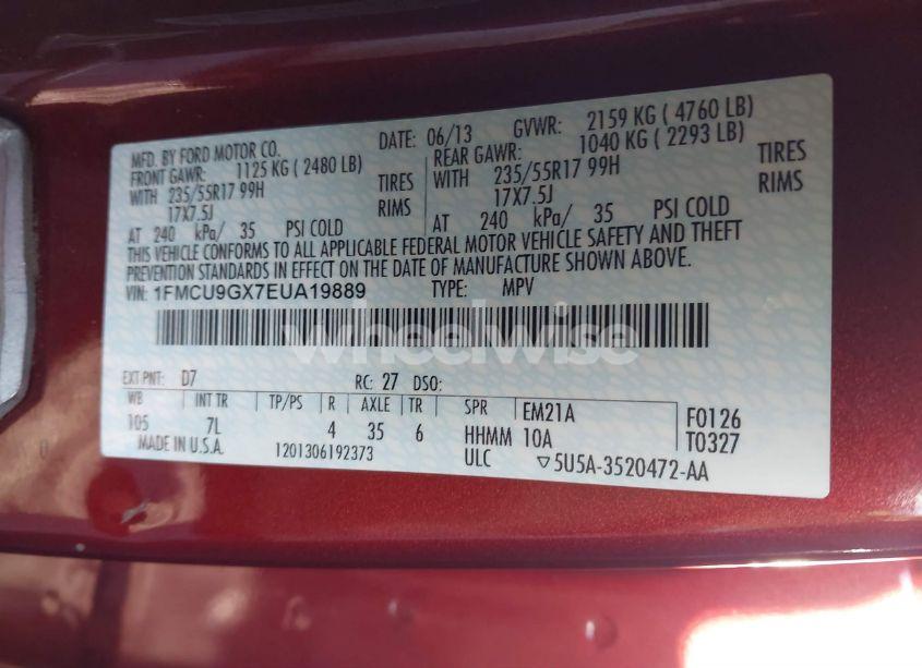 Photo 9 of 2014 Ford Escape SE (VIN 1FMCU9GX7EUA19889)